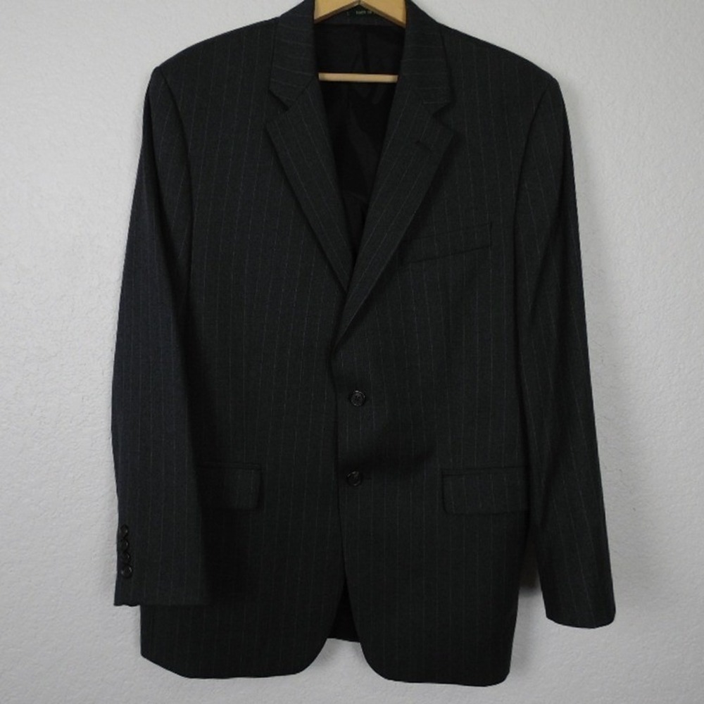 Lauren‎ Ralph Lauren Men Charcoal Pinstripe Wool Blend Suit Blazer Jacket 42R